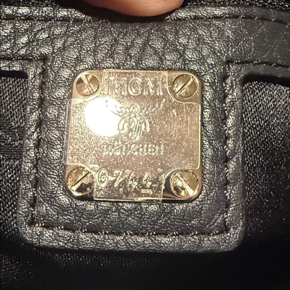 MCM Navy Leather Satchel with Silver Accents - Picture 9 of 14
